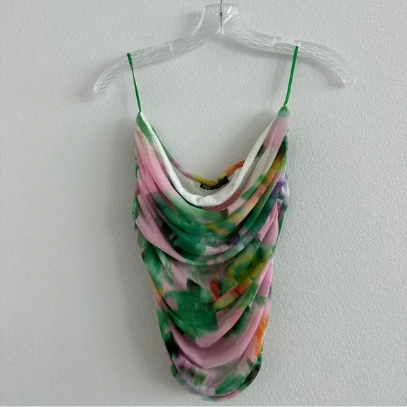 Zara Colorful Mesh Tulle Strapless Top Size: L - Picture 3 of 8